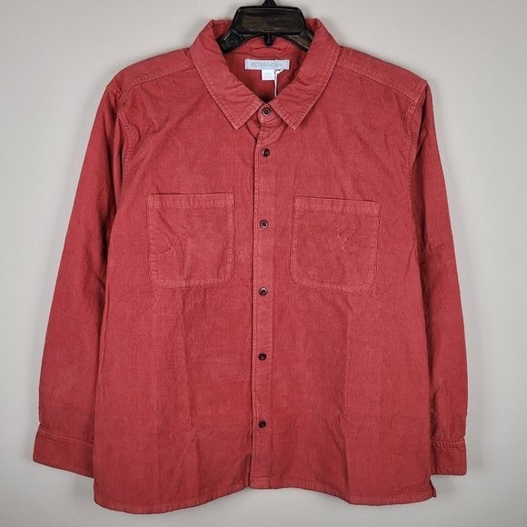 OUTERKNOWN $128 Townes Corduroy Button Shirt Henna Red Long Sleeve Size XL - Picture 3 of 13